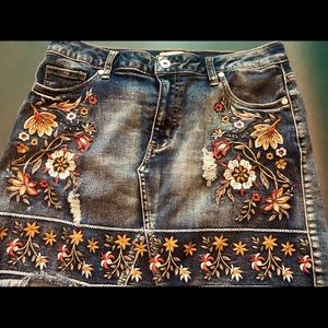 Altar’d State Embroidered Denim Mini Skirt